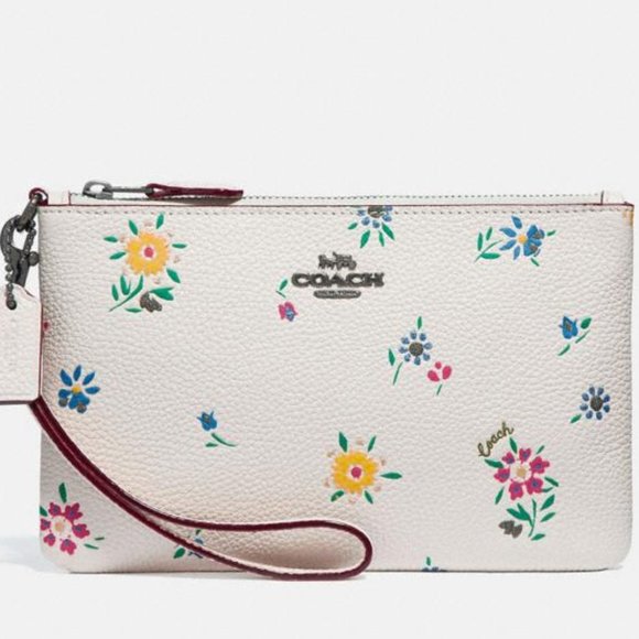 💐💐 NWT COACH Small Wristlet With Wildflower Print 💐💐 - Picture 1 of 3
